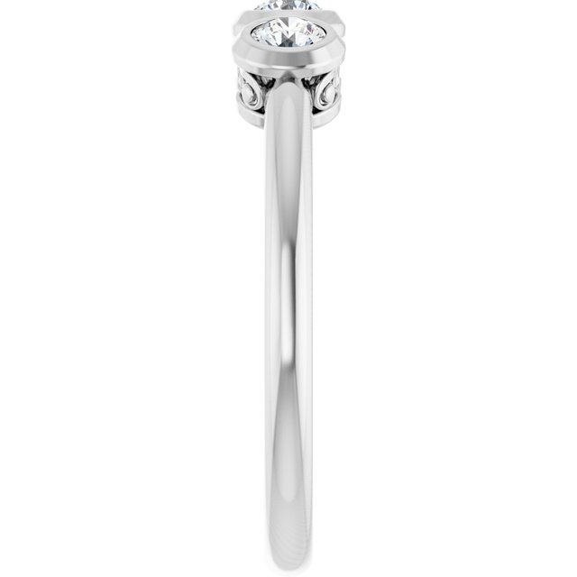14K White 1/3 CTW Diamond Three-Stone Bezel-Set Ring                 